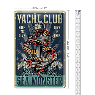 Blechschild Yacht 20x30cm Yacht club see monster