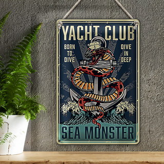 Blechschild Yacht 20x30cm Yacht club see monster