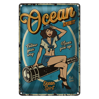Blechschild Pinup 20x30cm Ocean spirit Seefahrt Ozean