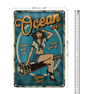 Blechschild Pinup 20x30cm Ocean spirit Seefahrt Ozean