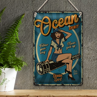Blechschild Pinup 20x30cm Ocean spirit Seefahrt Ozean
