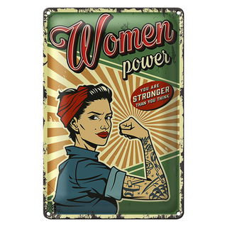 Blechschild Retro 20x30cm Pinup women power Girl stronger