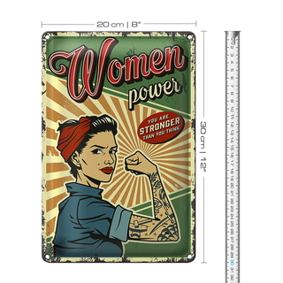 Blechschild Retro 20x30cm Pinup women power Girl stronger