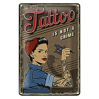 Blechschild Retro 20x30cm Tatoo is not a crime Pinup