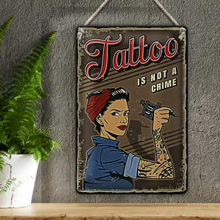 Blechschild Retro 20x30cm Tatoo is not a crime Pinup