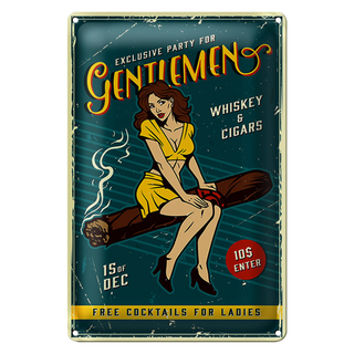 Blechschild Retro 20x30cm Pinup exclusive party gentlemen