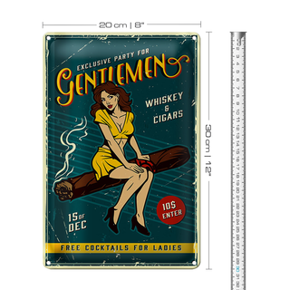 Blechschild Retro 20x30cm Pinup exclusive party gentlemen