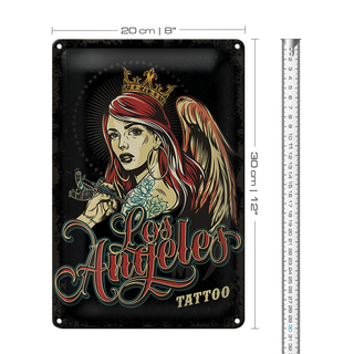 Blechschild Pinup 20x30cm Tattoo Los Angeles schwarze Dekoration