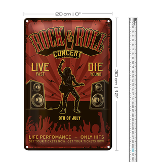 Blechschild Retro 20x30cm Rock&Roll Concert live 9th july