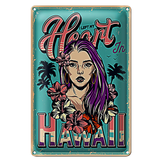 Blechschild Pinup 20x30cm Hawaii i left my heart