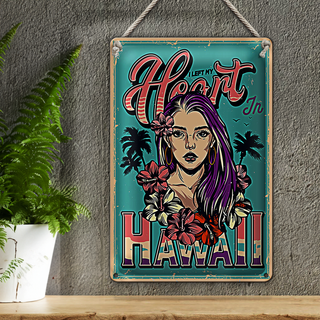 Blechschild Pinup 20x30cm Hawaii i left my heart