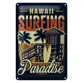 Blechschild Hawaii 20x30cm Surfing Paradise