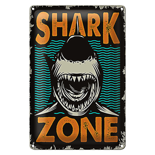 Blechschild Retro 20x30cm Shark Zone Hai See
