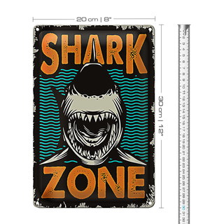 Blechschild Retro 20x30cm Shark Zone Hai See