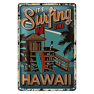Blechschild Hawaii 20x30cm ist Surfing time