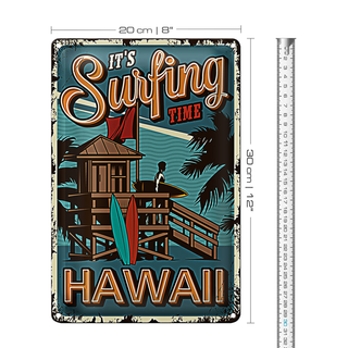 Blechschild Hawaii 20x30cm ist Surfing time