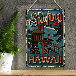 Blechschild Hawaii 20x30cm ist Surfing time