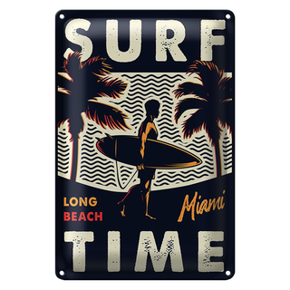 Blechschild Miami 20x30cm Surf time long beach