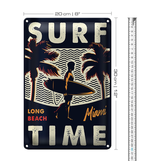 Blechschild Miami 20x30cm Surf time long beach