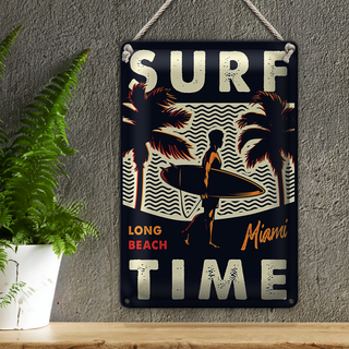 Blechschild Miami 20x30cm Surf time long beach
