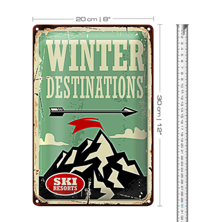 Blechschild Retro 20x30cm Ski winter destinations