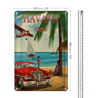 Blechschild Havana 20x30cm Cuba Retro Urlaub Palmen