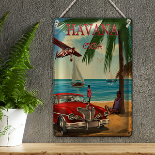 Blechschild Havana 20x30cm Cuba Retro Urlaub Palmen