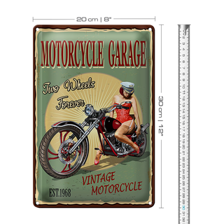 Blechschild Pinup 20x30cm Retro Motorcycle Garage
