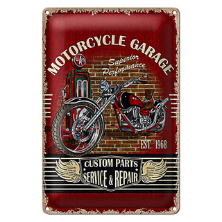 Blechschild Retro 20x30cm Motorcycle Garage Service