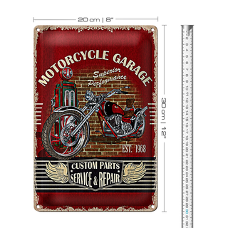 Blechschild Retro 20x30cm Motorcycle Garage Service
