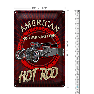 Blechschild American 20x30cm hot rod Auto no limits no fear