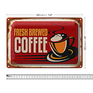 Blechschild Kaffee 30x20cm Retro Coffee fresh brewed