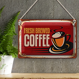 Blechschild Kaffee 30x20cm Retro Coffee fresh brewed