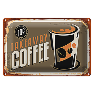 Blechschild Kaffee 30x20cm Retro Coffee takeaway