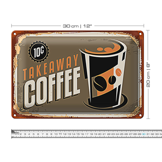 Blechschild Kaffee 30x20cm Retro Coffee takeaway