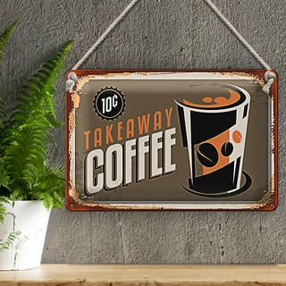 Blechschild Kaffee 30x20cm Retro Coffee takeaway
