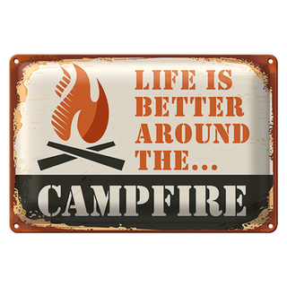 Blechschild Camping 30x20cm Campfire life is better Outdoor