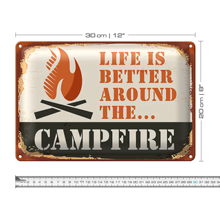 Blechschild Camping 30x20cm Campfire life is better Outdoor