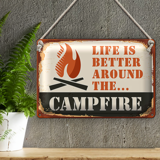 Blechschild Camping 30x20cm Campfire life is better Outdoor