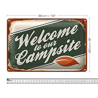 Blechschild Camping 30x20cm welcome to our Campsite