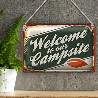 Blechschild Camping 30x20cm welcome to our Campsite