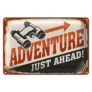 Blechschild Retro 30x20cm Adventure just ahead Outdoor