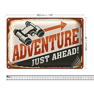 Blechschild Retro 30x20cm Adventure just ahead Outdoor