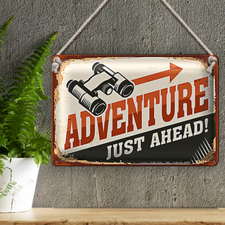 Blechschild Retro 30x20cm Adventure just ahead Outdoor