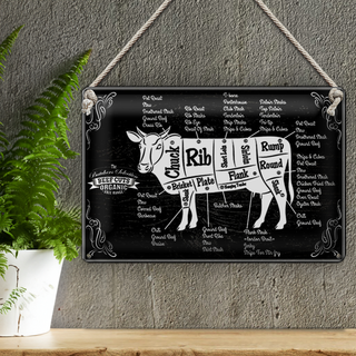 Blechschild Metzgerei 30x20cm Beef cuts