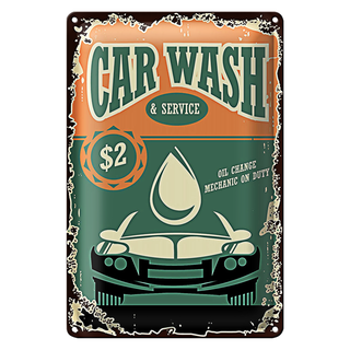 Blechschild Retro 20x30cm Car Wash Service mechanic on duty