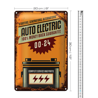Blechschild Retro 20x30cm Auto Electric 00-24 service parts