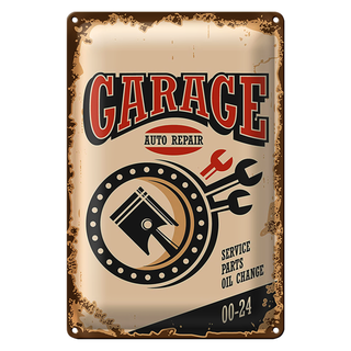 Blechschild Retro 20x30cm Garage auto repair service 00-24