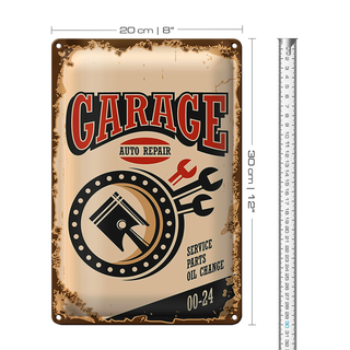 Blechschild Retro 20x30cm Garage auto repair service 00-24