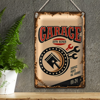 Blechschild Retro 20x30cm Garage auto repair service 00-24